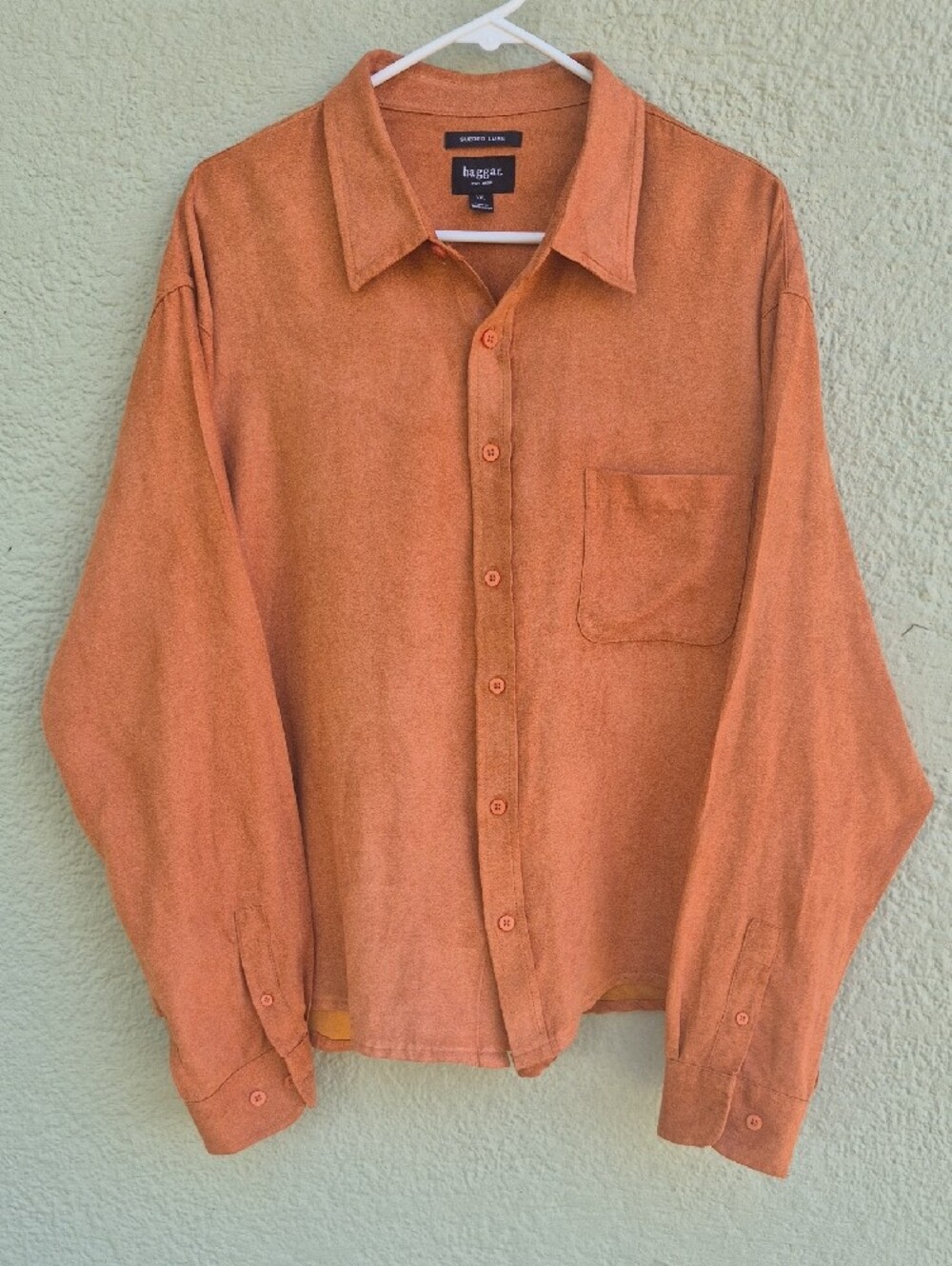 Haggar (Bangladesh) Men's Sueded Luxe Rust Brown Button Down Shirt